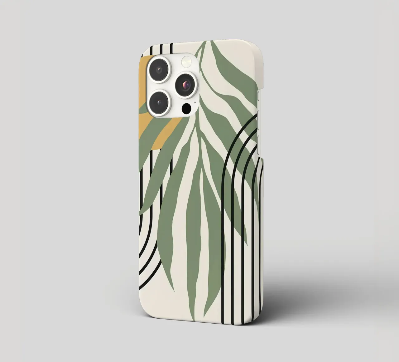 forme astratte foglie linee geometriche linee ad arco giallo c cover iphone da Janine P McGuire