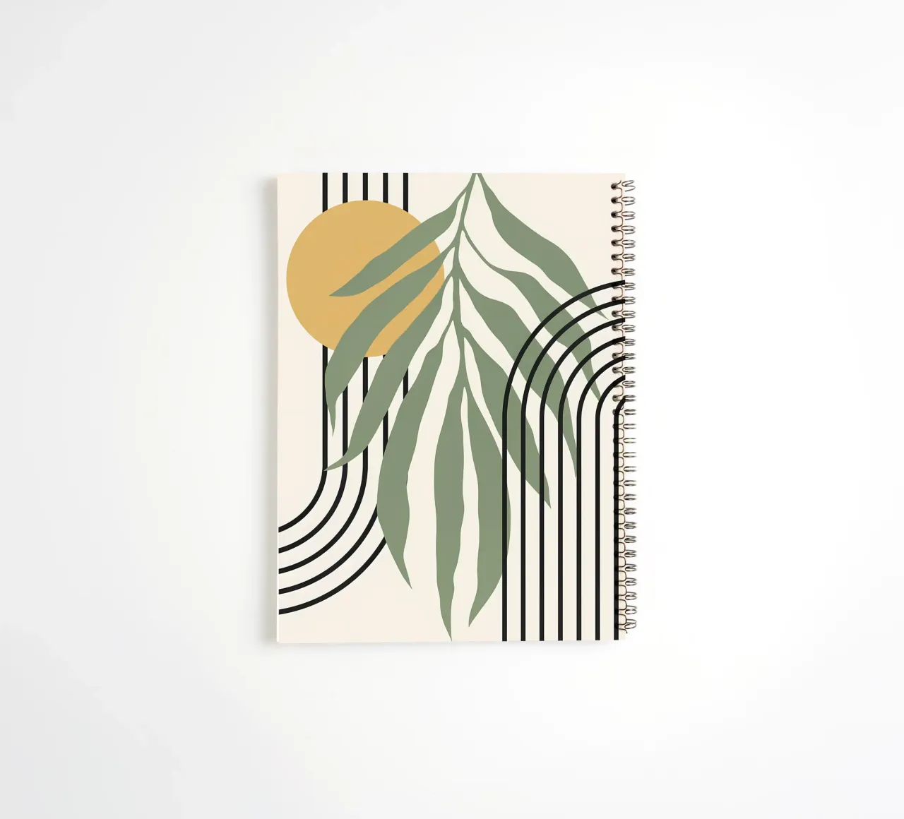 forme astratte foglie linee geometriche linee ad arco giallo c diario ad anelli da Janine P McGuire