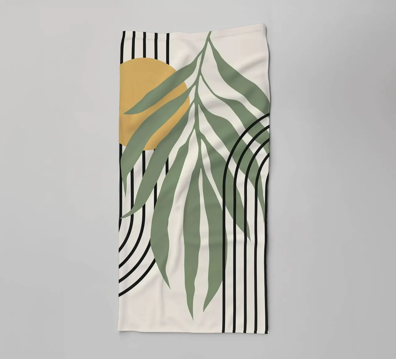 forme astratte foglie linee geometriche linee ad arco giallo c asciugamano da bagno da Janine P McGuire