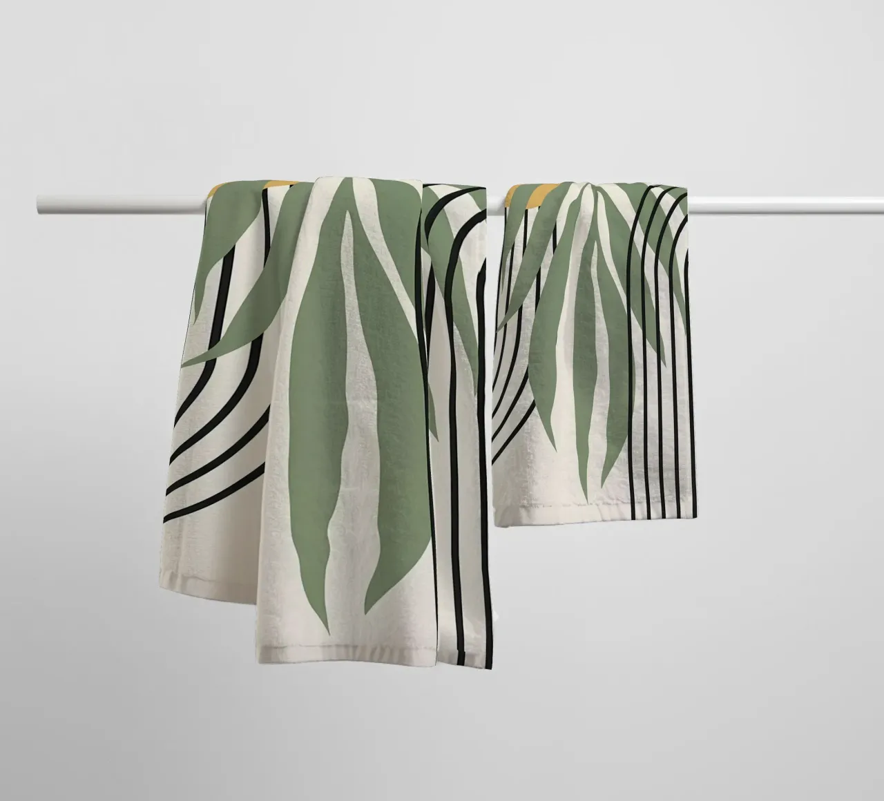 forme astratte foglie linee geometriche linee ad arco giallo c asciugamano da bagno da Janine P McGuire