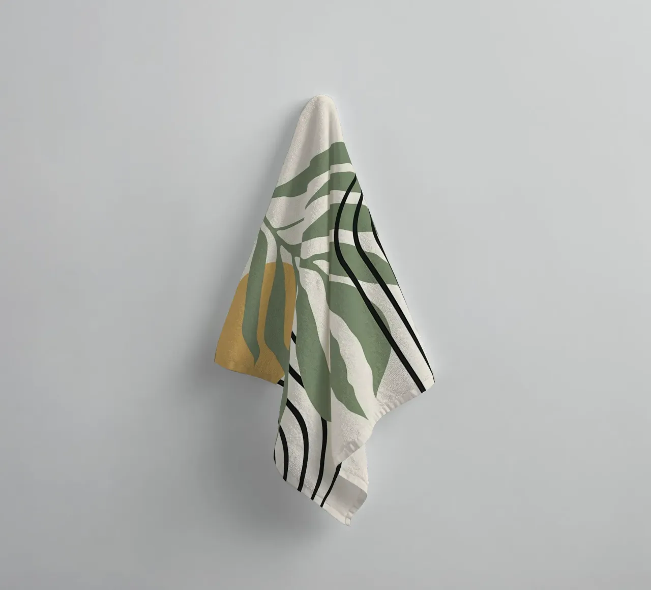 forme astratte foglie linee geometriche linee ad arco giallo c asciugamano da bagno da Janine P McGuire