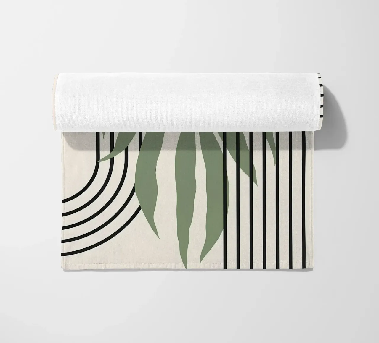 forme astratte foglie linee geometriche linee ad arco giallo c telo mare da Janine P McGuire