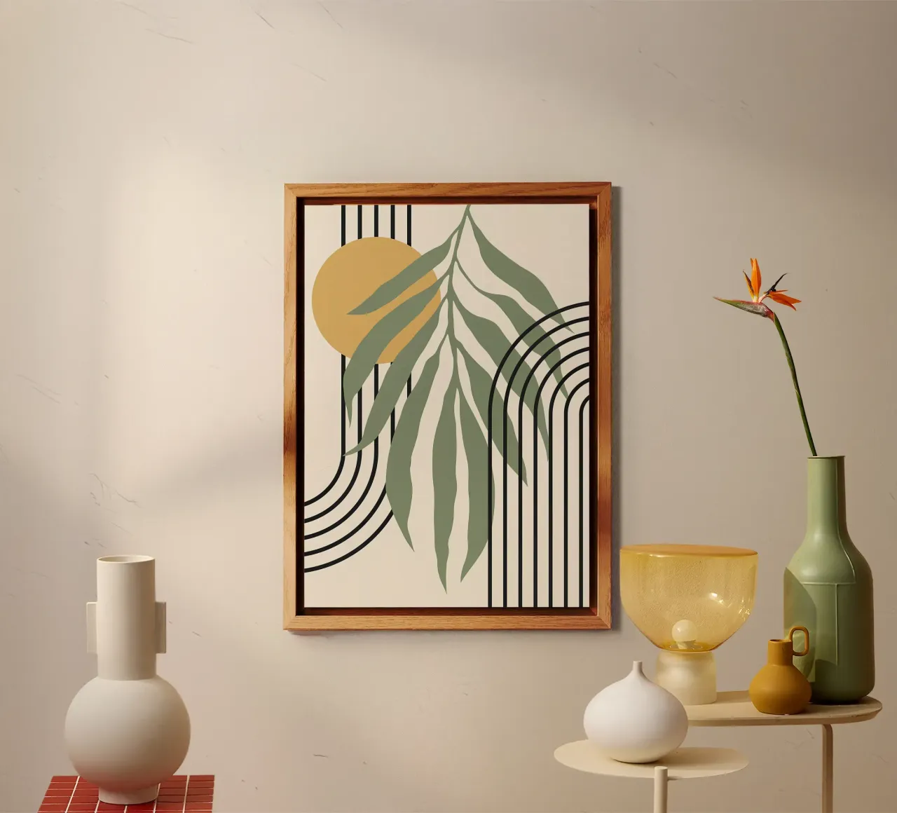 forme astratte foglie linee geometriche linee ad arco giallo c alluminio dibond da Janine P McGuire