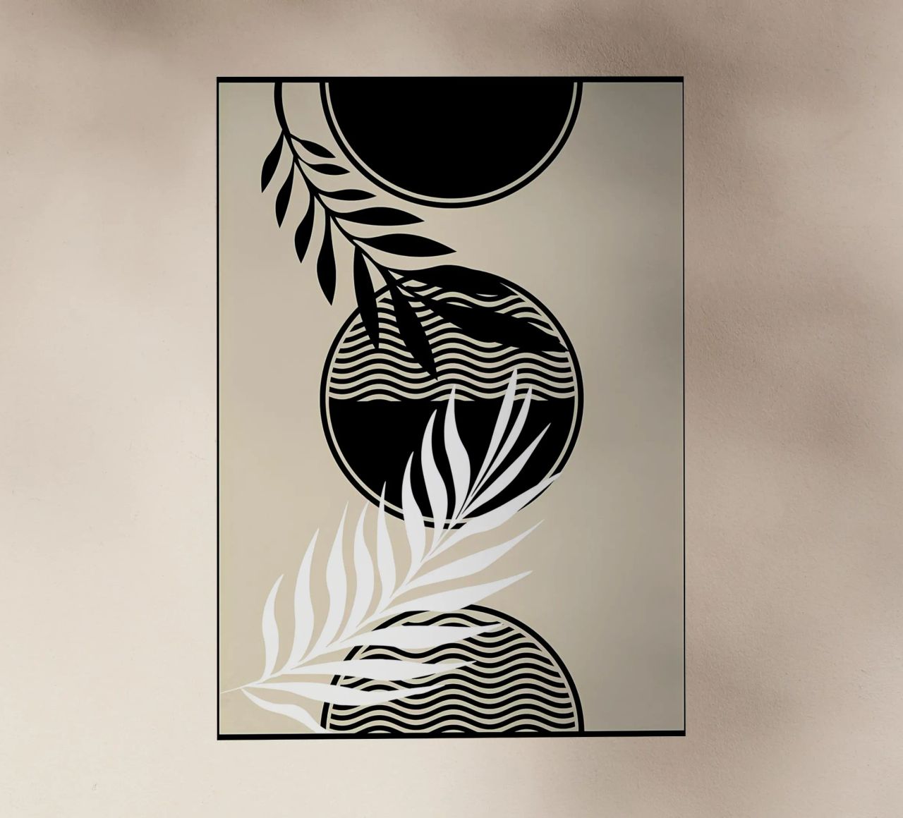 hojas follaje círculo patrones ondas elementos abstractos lámina retroiluminada de Janine P McGuire