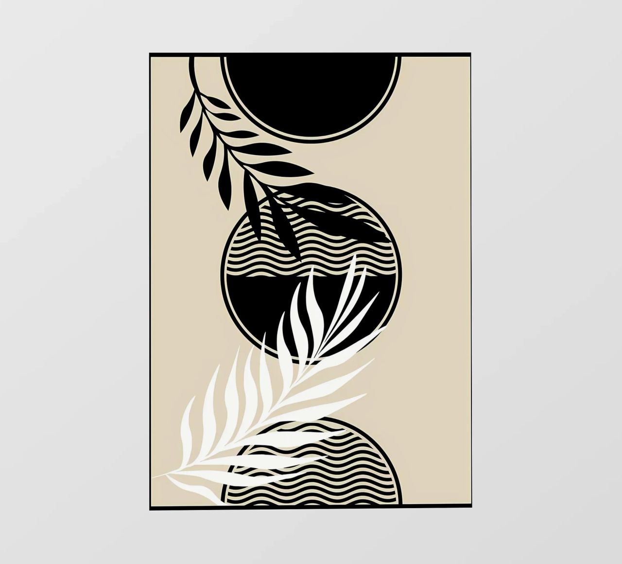 hojas follaje círculo patrones ondas elementos abstractos lámina retroiluminada de Janine P McGuire