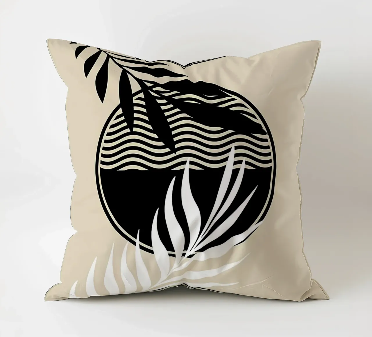 leaves foliage circle patterns waves abstract elements decorative cushion by Janine P McGuire