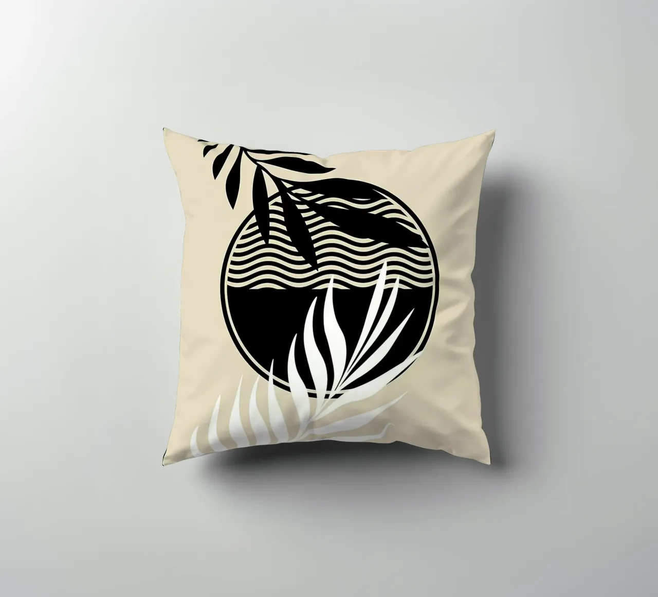 leaves foliage circle patterns waves abstract elements decorative cushion by Janine P McGuire