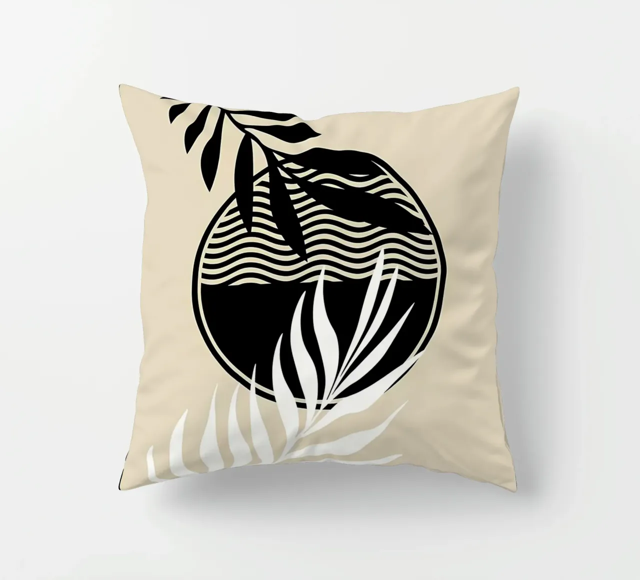 leaves foliage circle patterns waves abstract elements decorative cushion by Janine P McGuire
