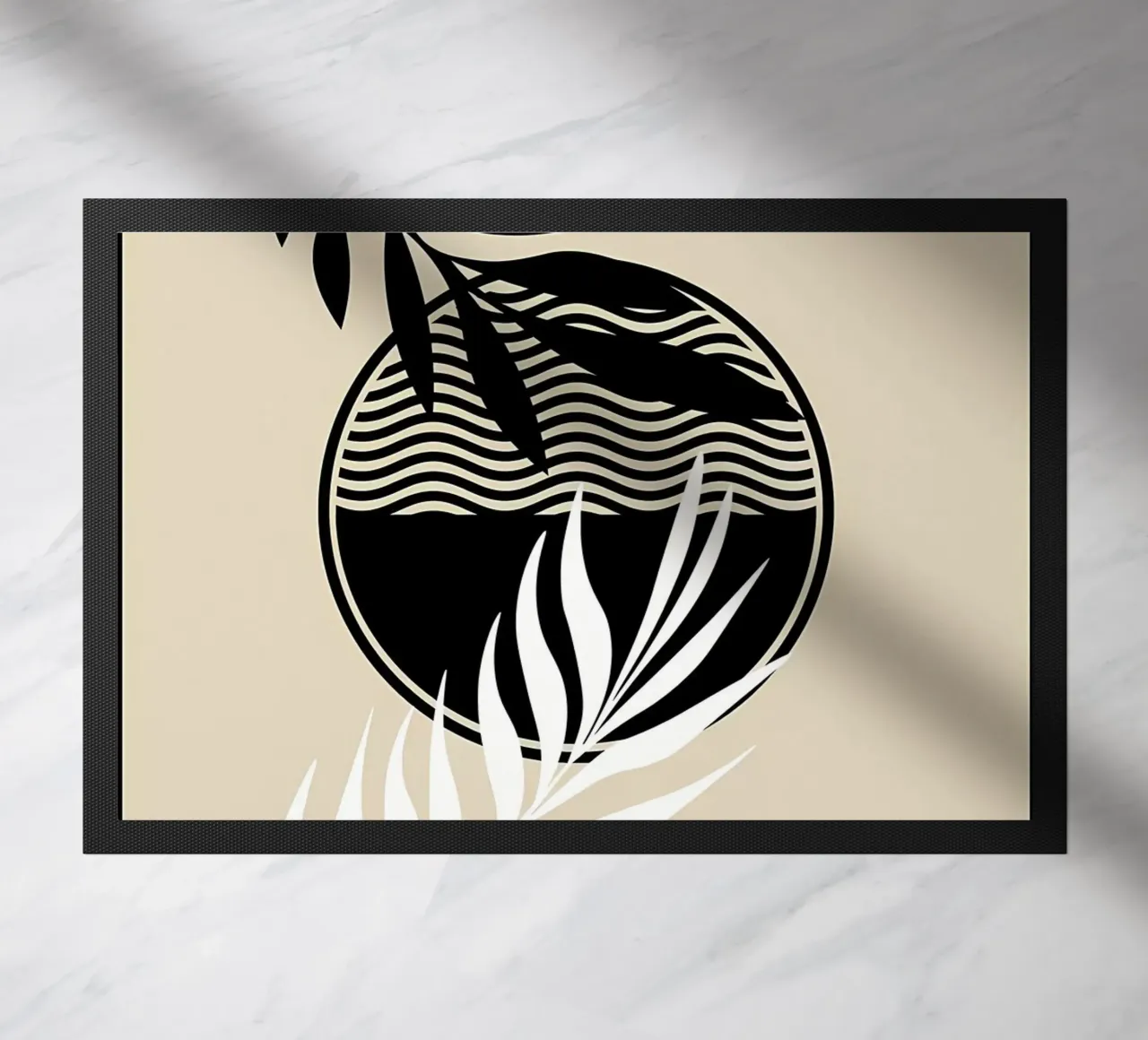 leaves foliage circle patterns waves abstract elements doormat by Janine P McGuire