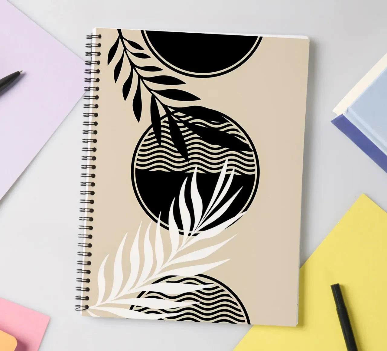 leaves foliage circle patterns waves abstract elements spiral notebook by Janine P McGuire