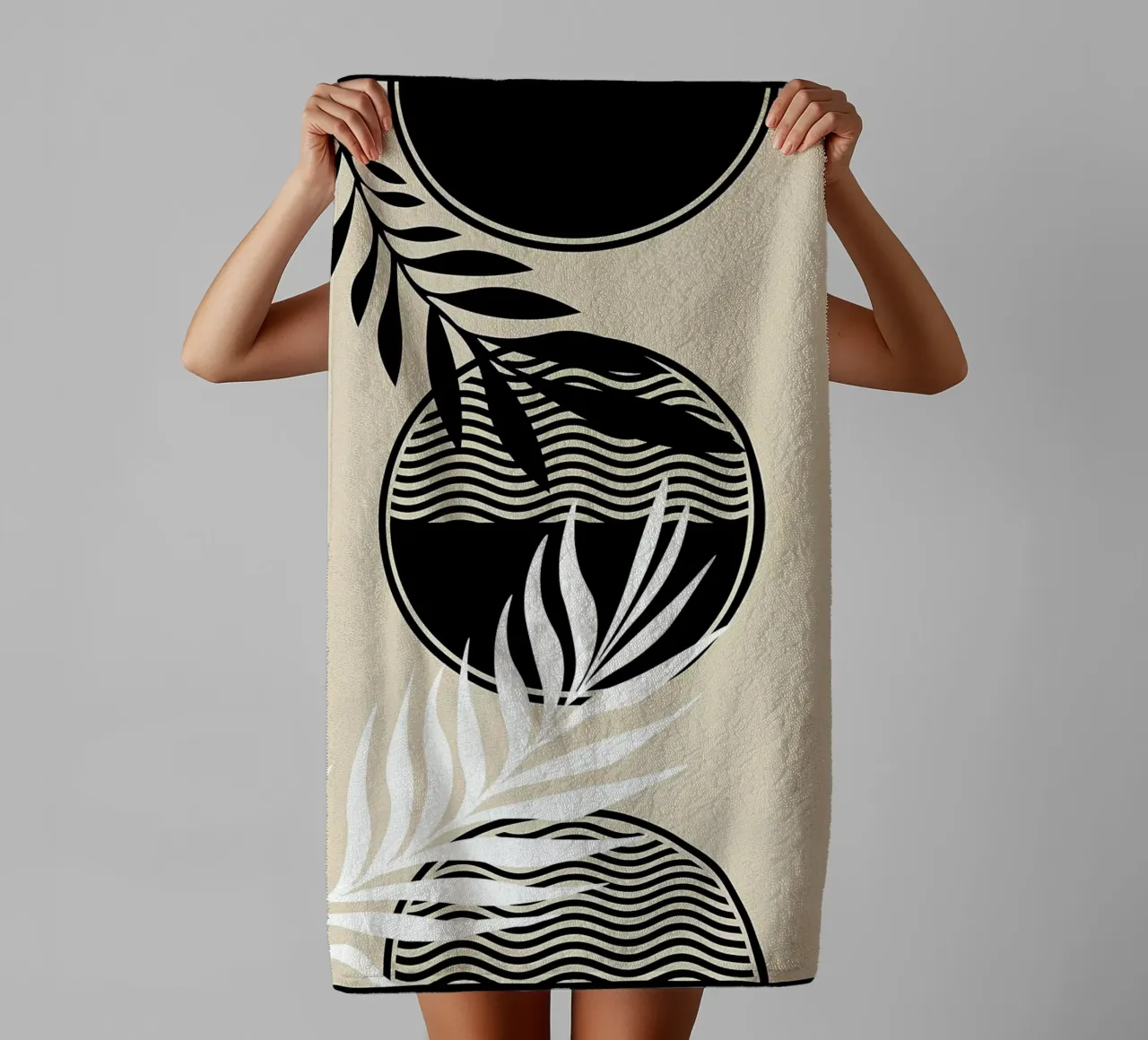 leaves foliage circle patterns waves abstract elements towel by Janine P McGuire