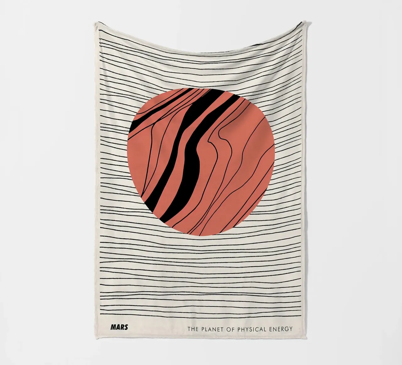 Mars physical energy planet lines circle waves fleece blanket by Janine P McGuire