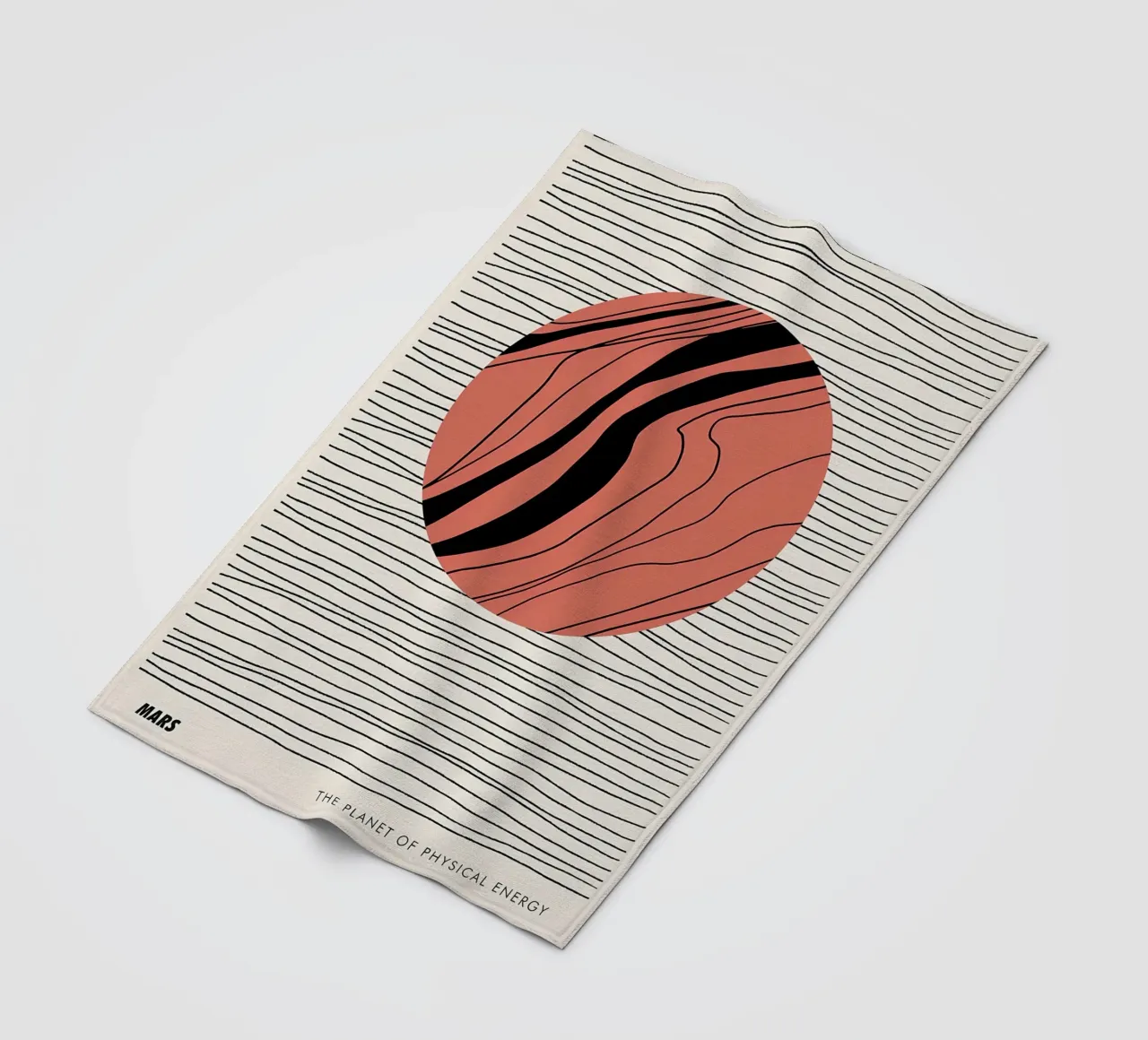 Mars physical energy planet lines circle waves fleece blanket by Janine P McGuire