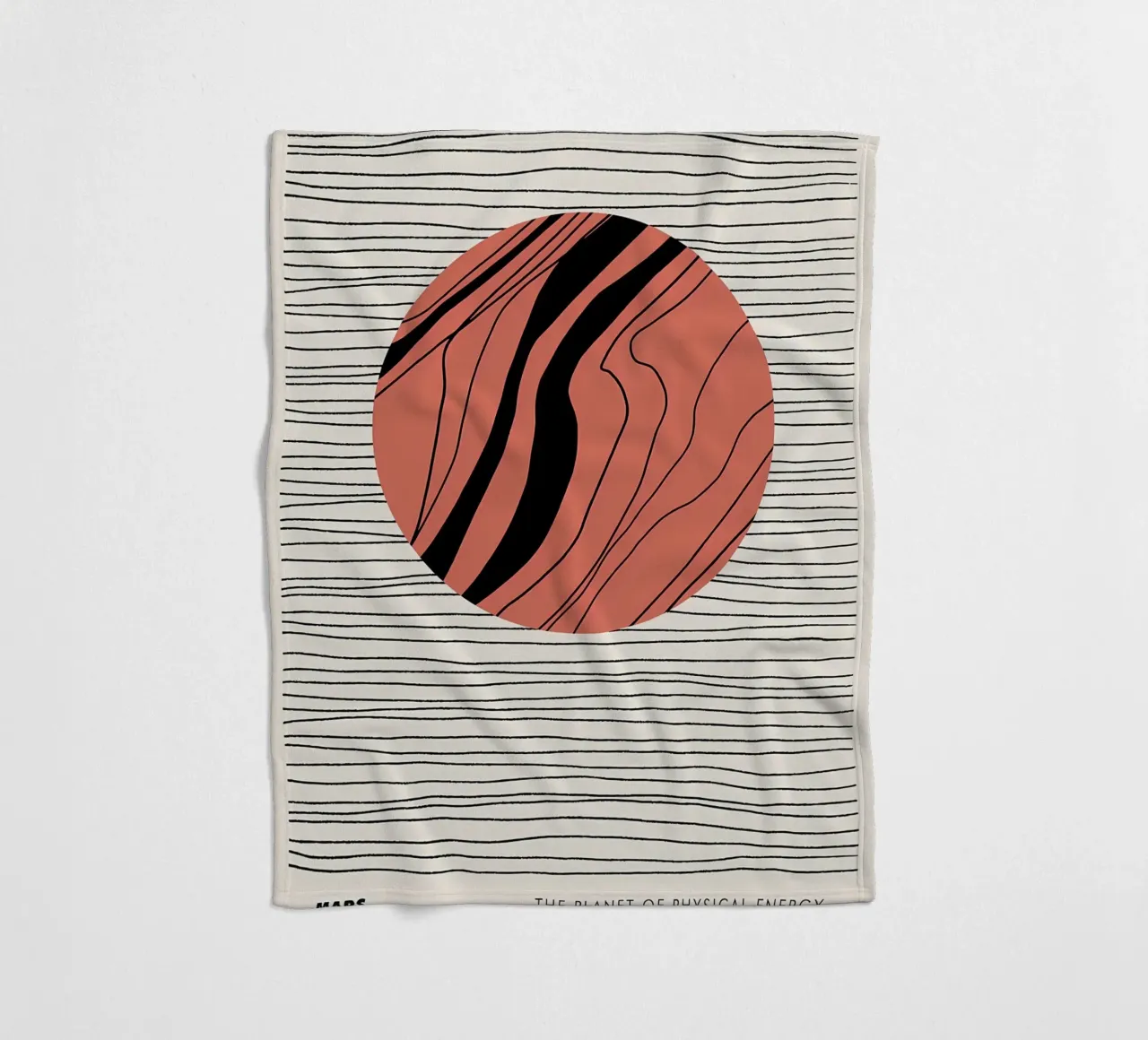 Mars physical energy planet lines circle waves fleece blanket by Janine P McGuire