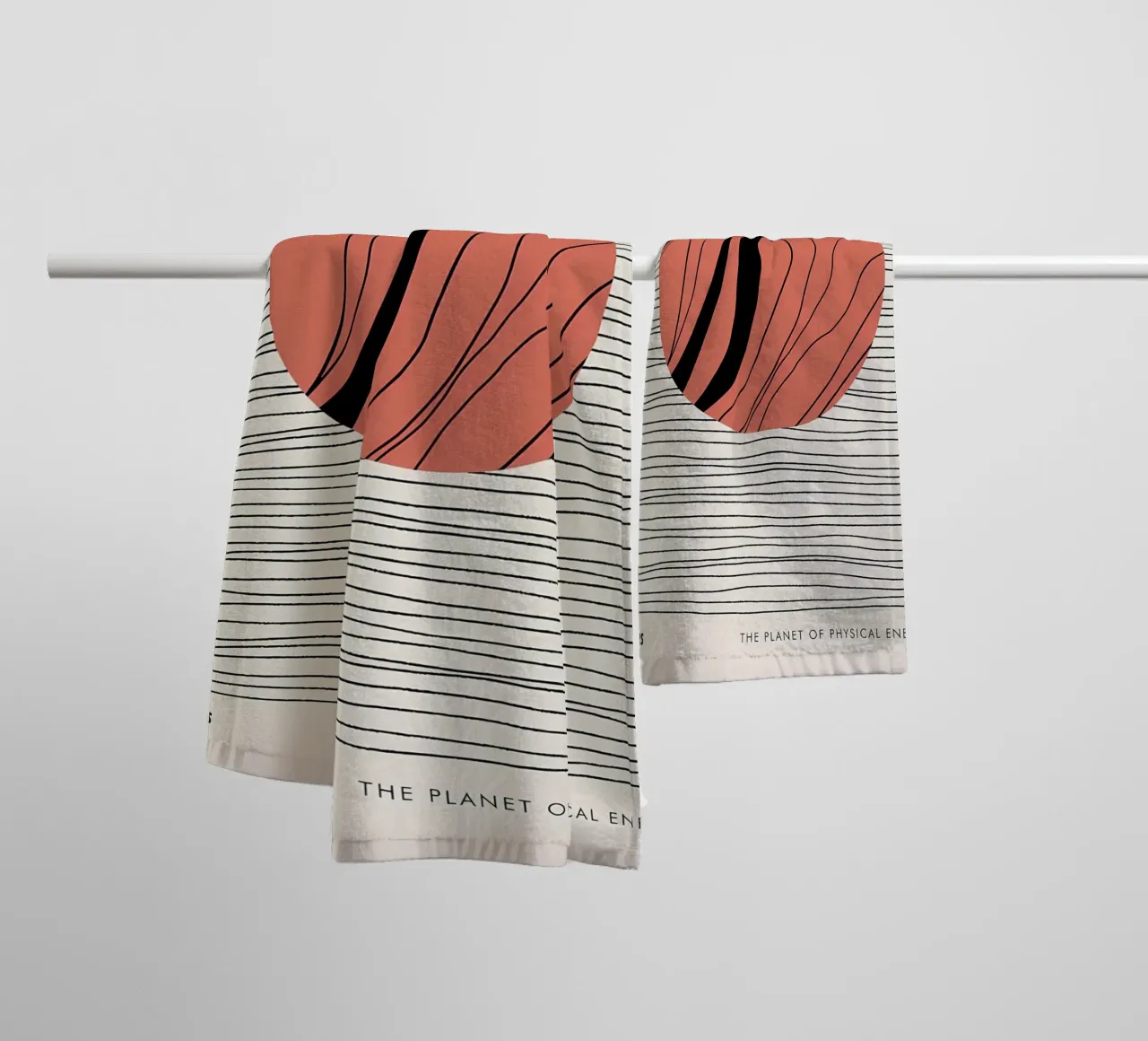 Mars physical energy planet lines circle waves towel by Janine P McGuire
