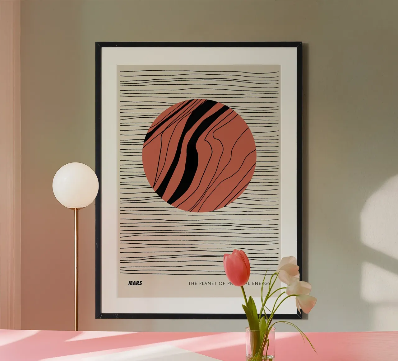 Mars physical energy planet lines circle waves hahnemühle by Janine P McGuire