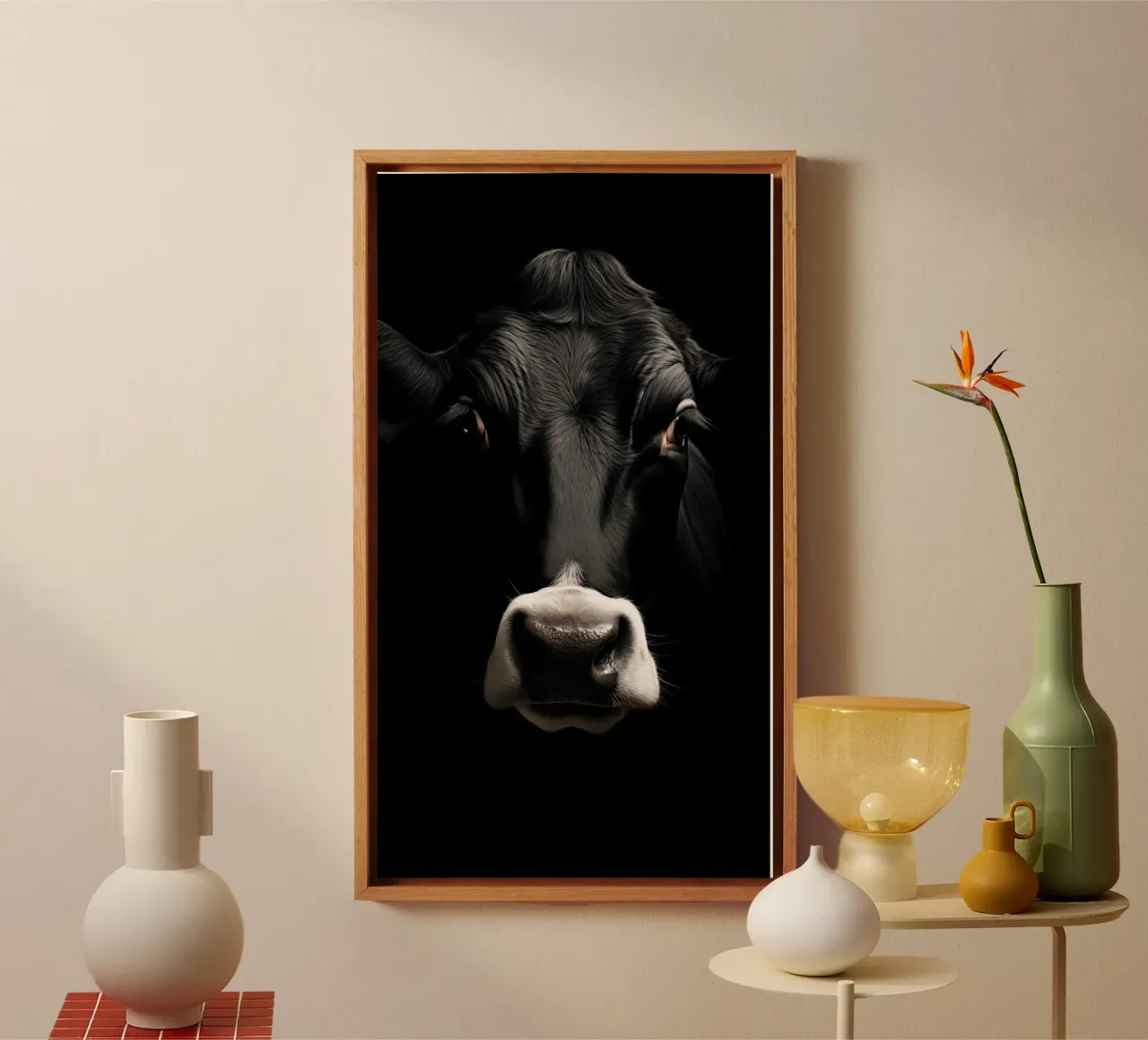 Mucca in bianco e nero tela con Cornice a cassetta da Imagine