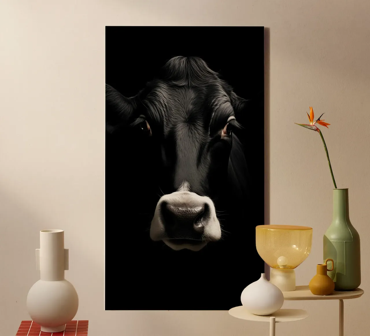 Mucca in bianco e nero tela con Cornice a cassetta da Imagine