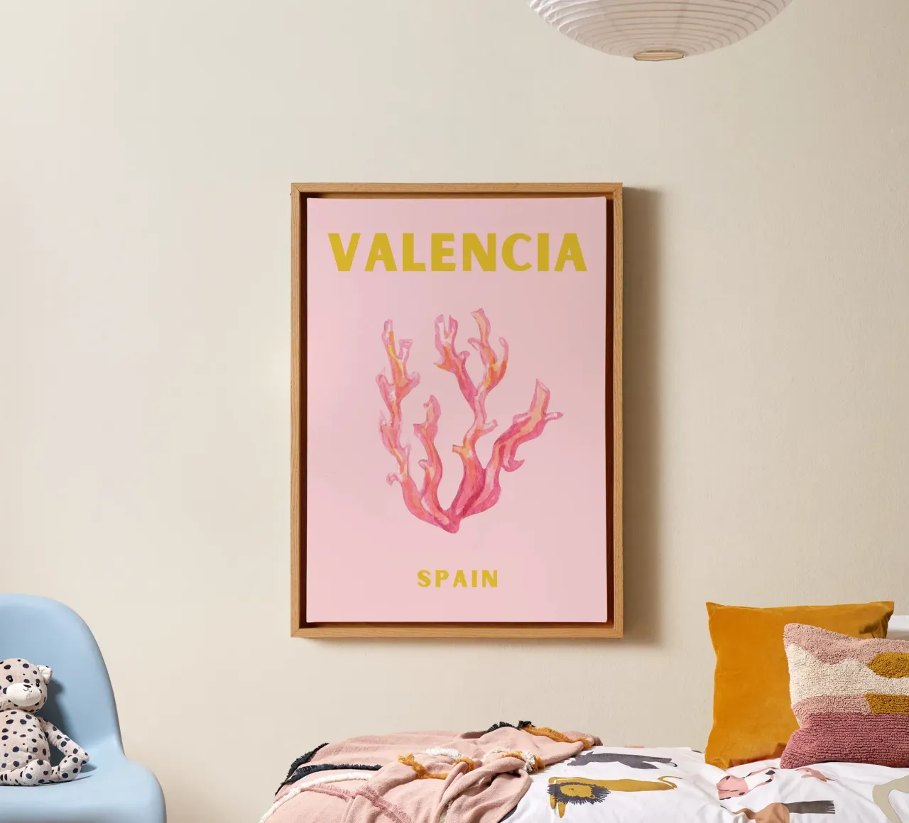 Valencia Spanje Koraal Kunst - Abstract Mediterraans Reis Pri canvas met Baklijst van NorwesClub