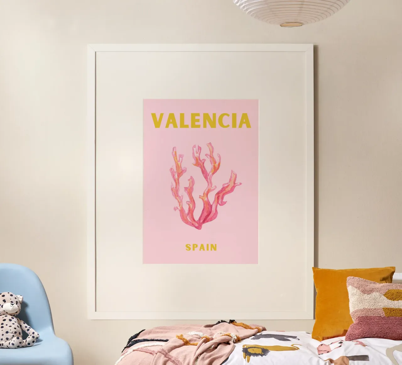 Valencia Spanien Korallen Kunst - Abstrakte Mittelmeer Reise Pri Poster mit Holzrahmen von NorwesClub