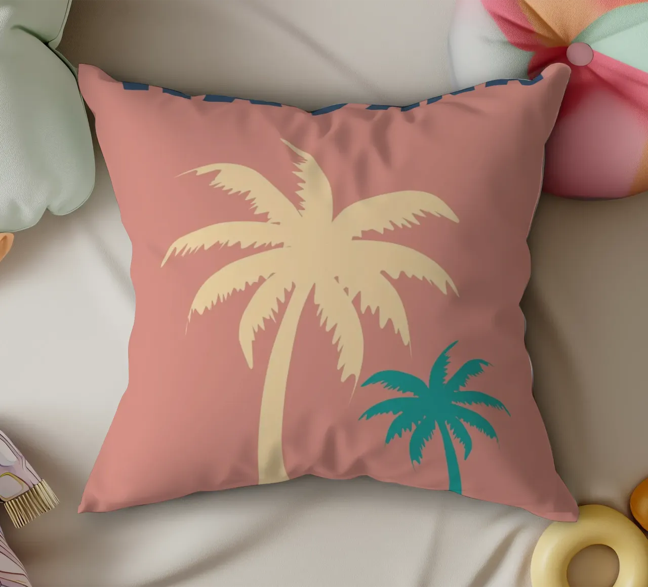 Havana Cuba Palm Trees - Tropical Minimalist Travel Art decorative cushion by NorwesClub