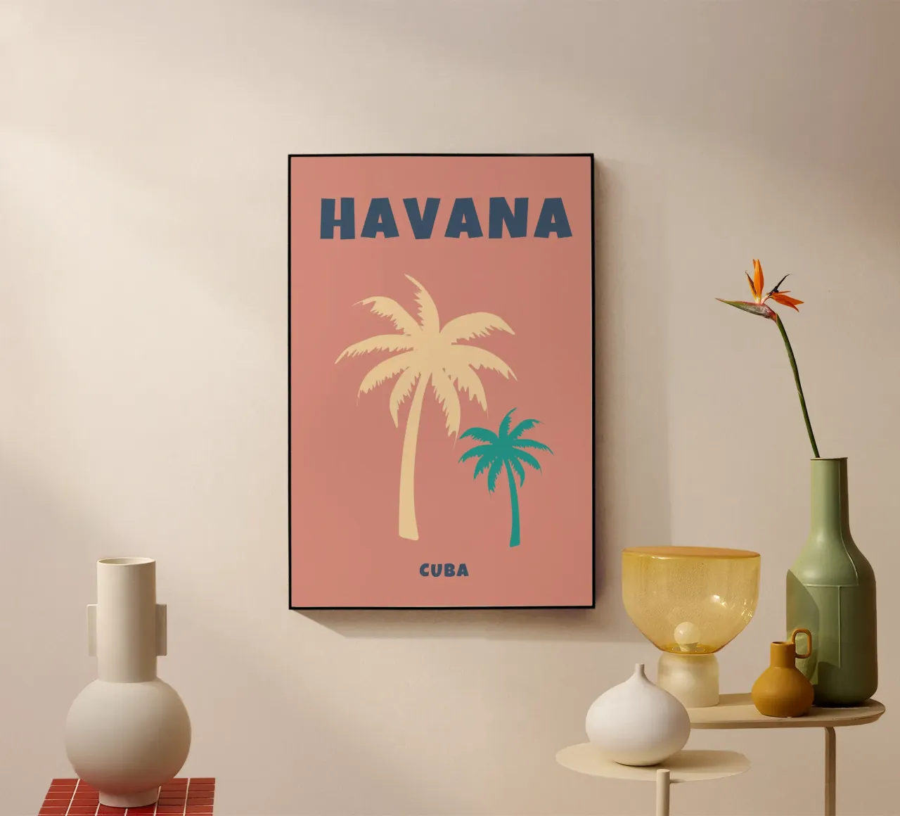 L'Avana Cuba - Palme - Arte di viaggio minimalista tropicale plexiglass da NorwesClub