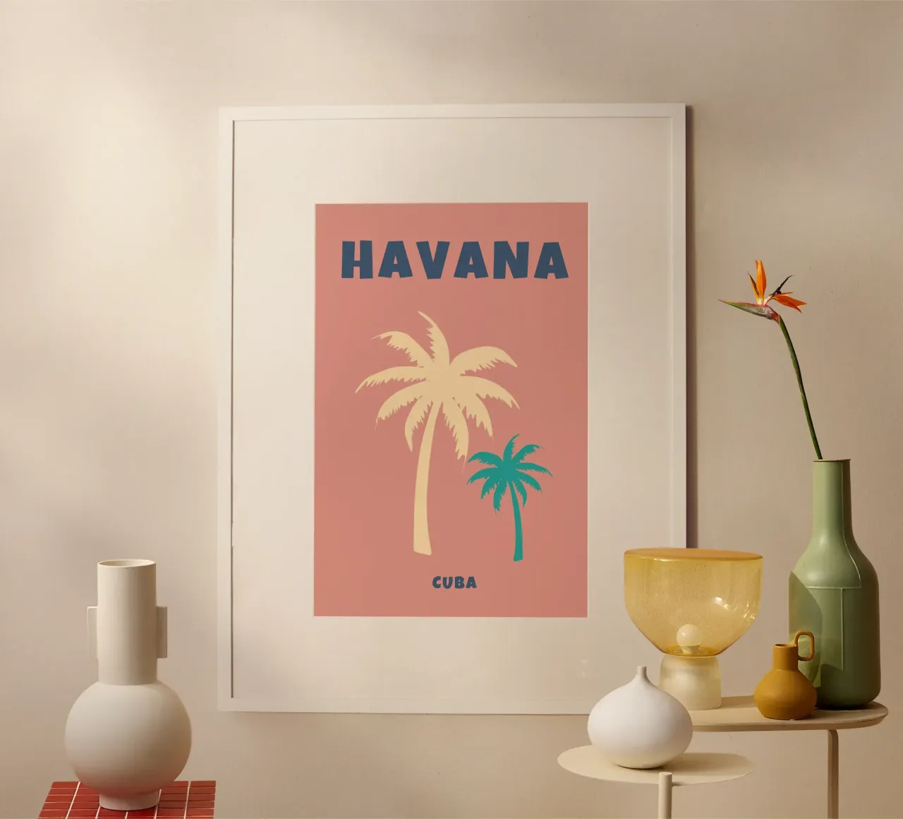 Havana Cuba Palm Trees - Tropical Minimalist Travel Art poster de NorwesClub