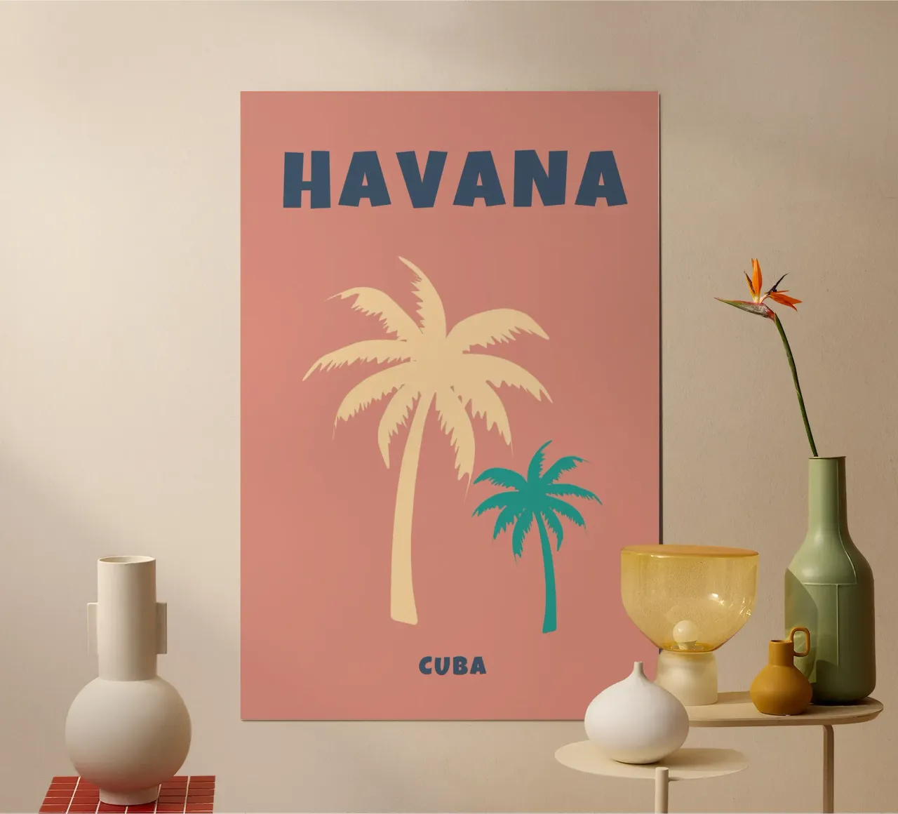 Havana Cuba Palm Trees - Tropical Minimalist Travel Art poster de NorwesClub
