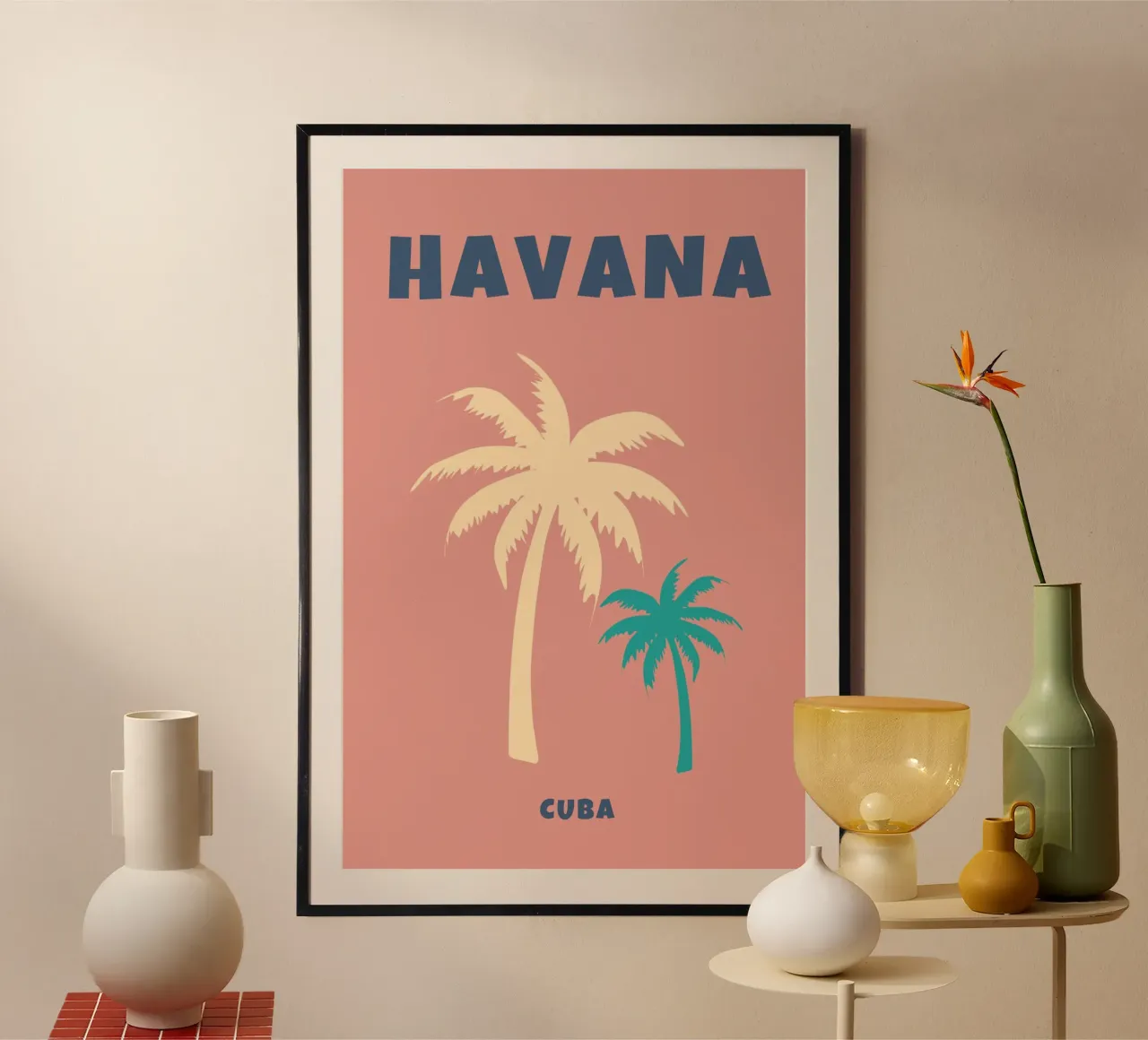 Havana Cuba Palm Trees - Tropical Minimalist Travel Art poster de NorwesClub