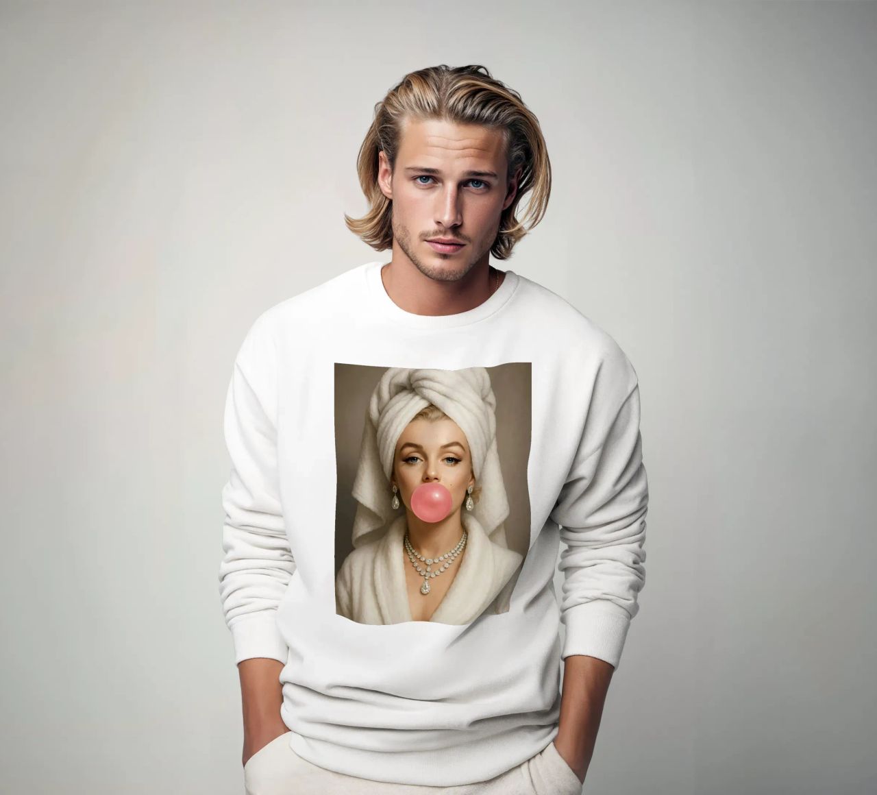 Marilyn Monroe En Bata Bubble Gum sudadera de ARTOMATIC