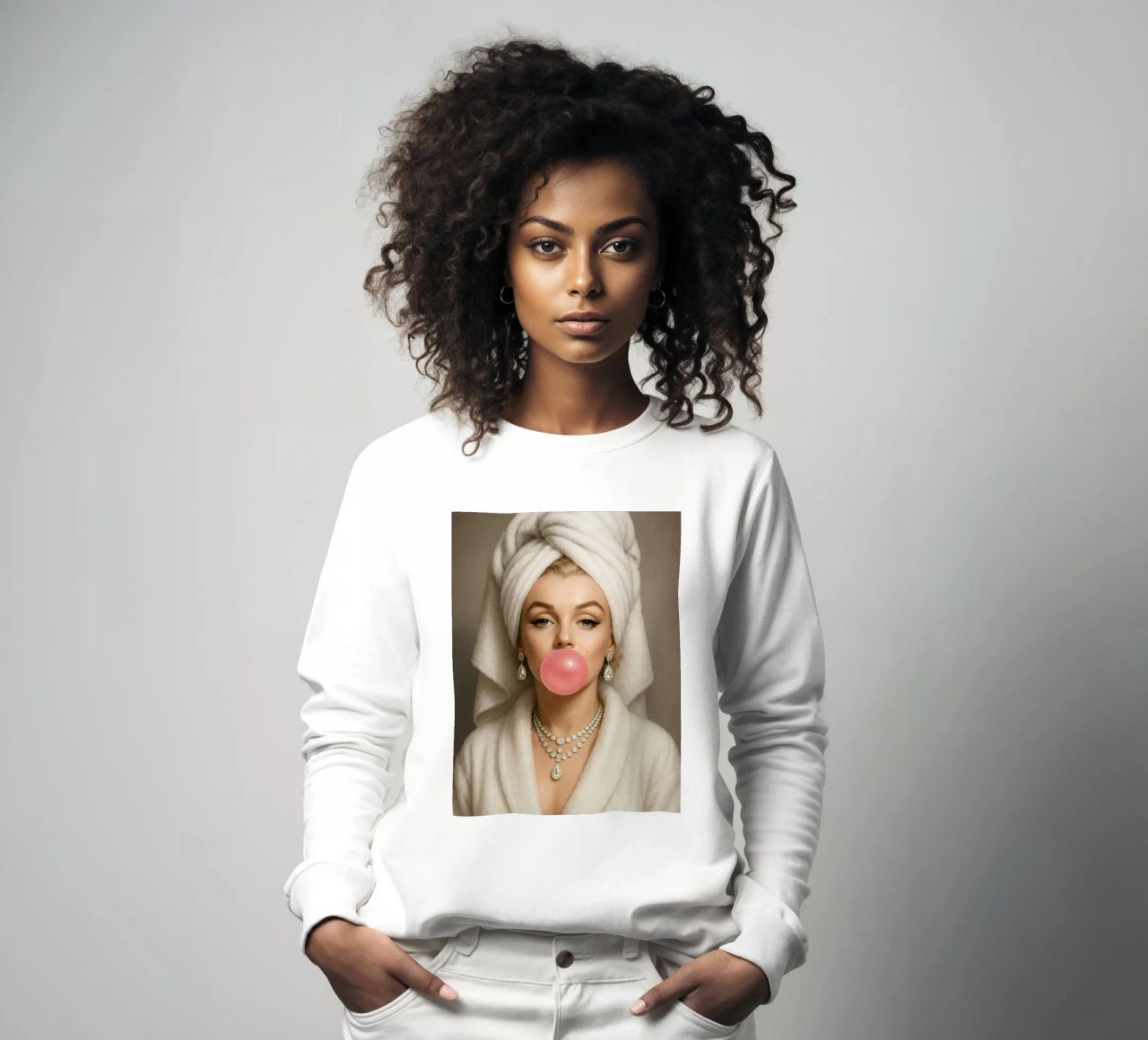 Marilyn Monroe En Bata Bubble Gum sudadera de ARTOMATIC