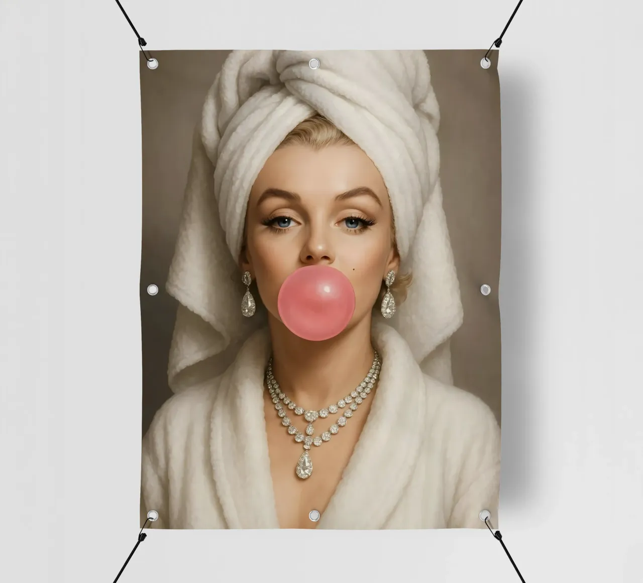 Marilyn Monroe in accappatoio Bubble Gum telo in pvc da ARTOMATIC