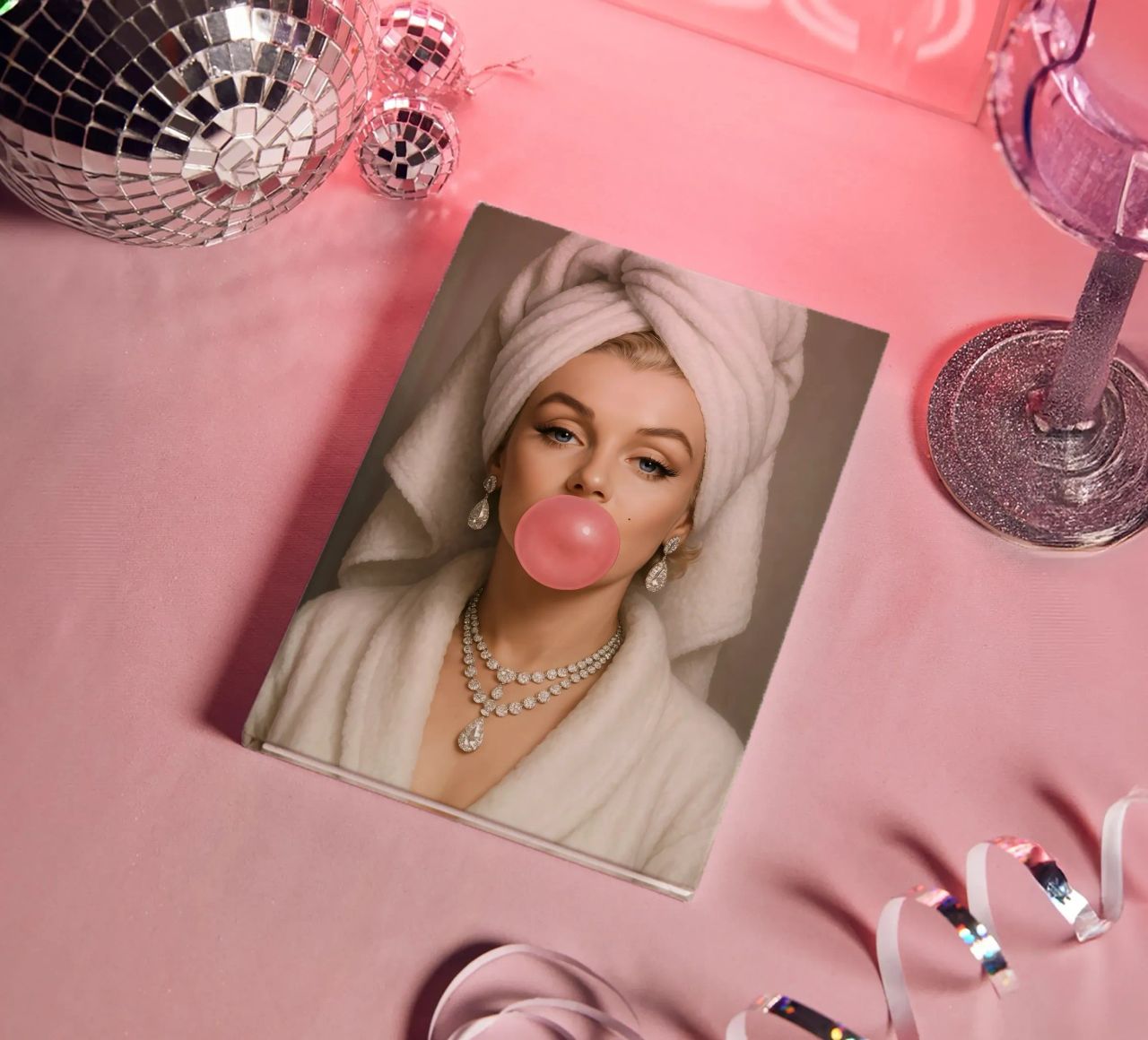 Marilyn Monroe In Bathrobe Bubble Gum notebook by ARTOMATIC