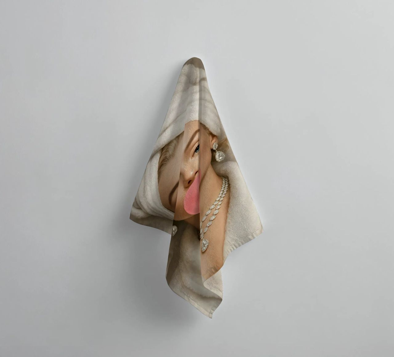 Marilyn Monroe In Bathrobe Bubble Gum towel by ARTOMATIC