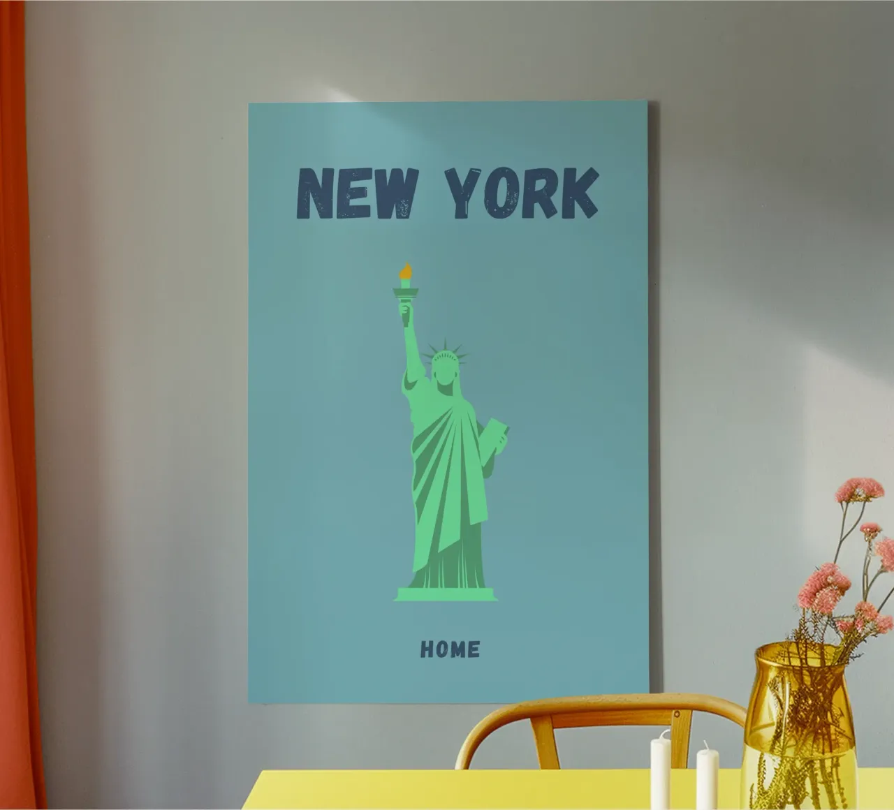 Liberty's Call: NYC Pop Art Reisposter - Iconisch, Trending canvas met Baklijst van NorwesClub