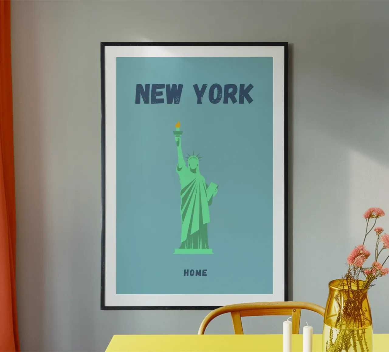 Liberty's Call: Poster di viaggio Pop Art di New York - Iconico, di tendenza poster con telaio in plastica da NorwesClub
