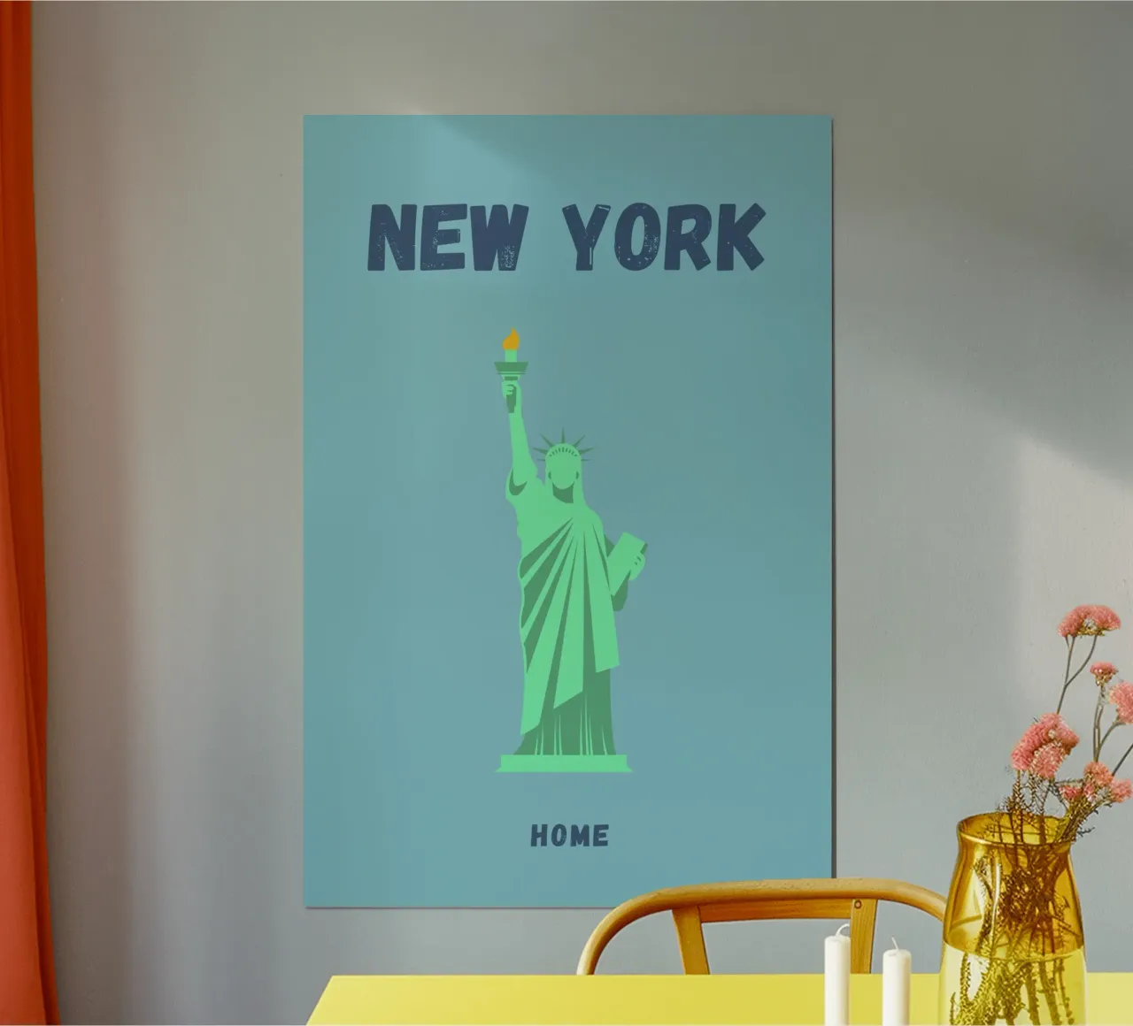 Liberty's Call: Poster di viaggio Pop Art di New York - Iconico, di tendenza poster con telaio in plastica da NorwesClub