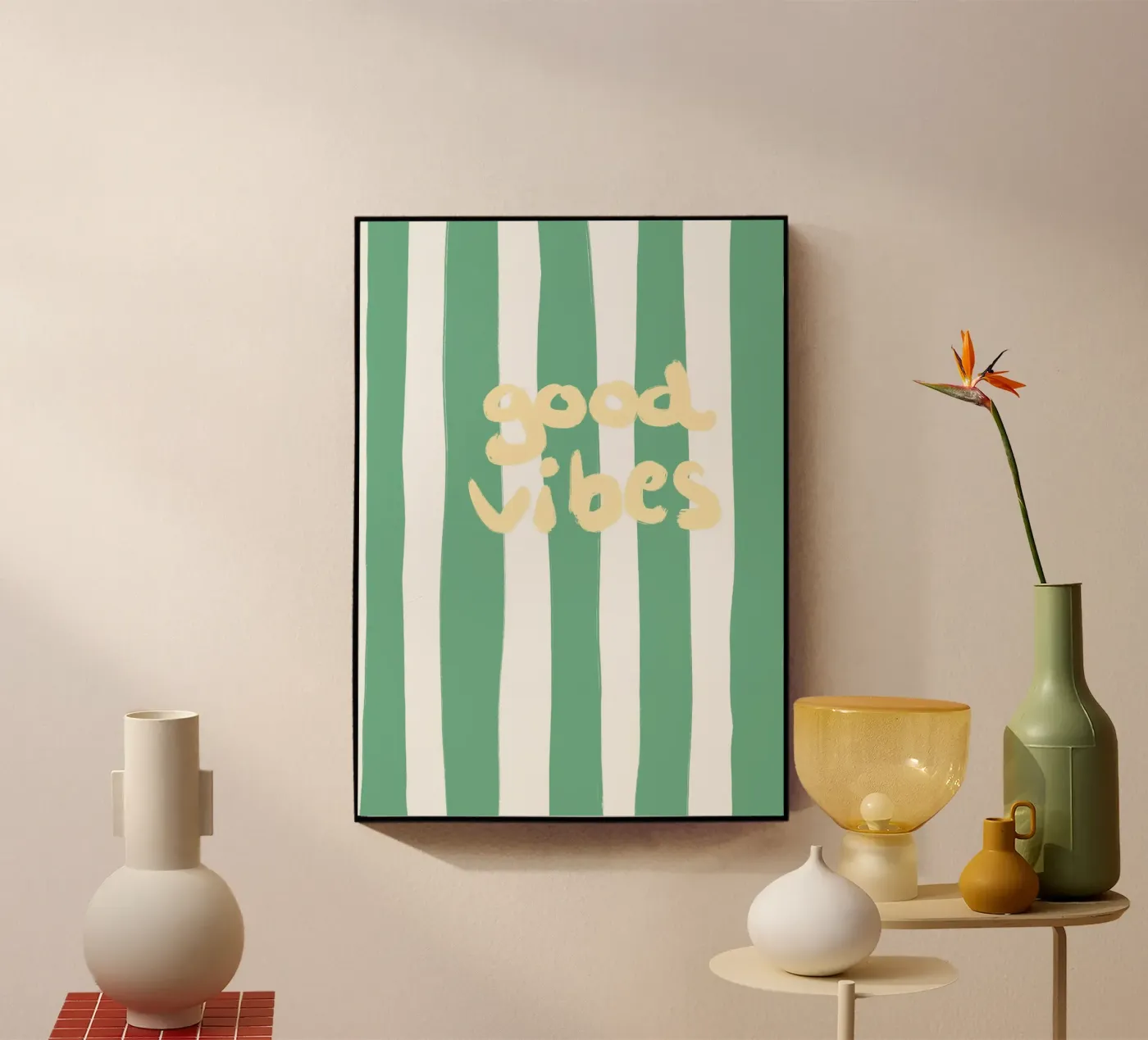 good vibes stripes plexiglass da Poster Print Studio