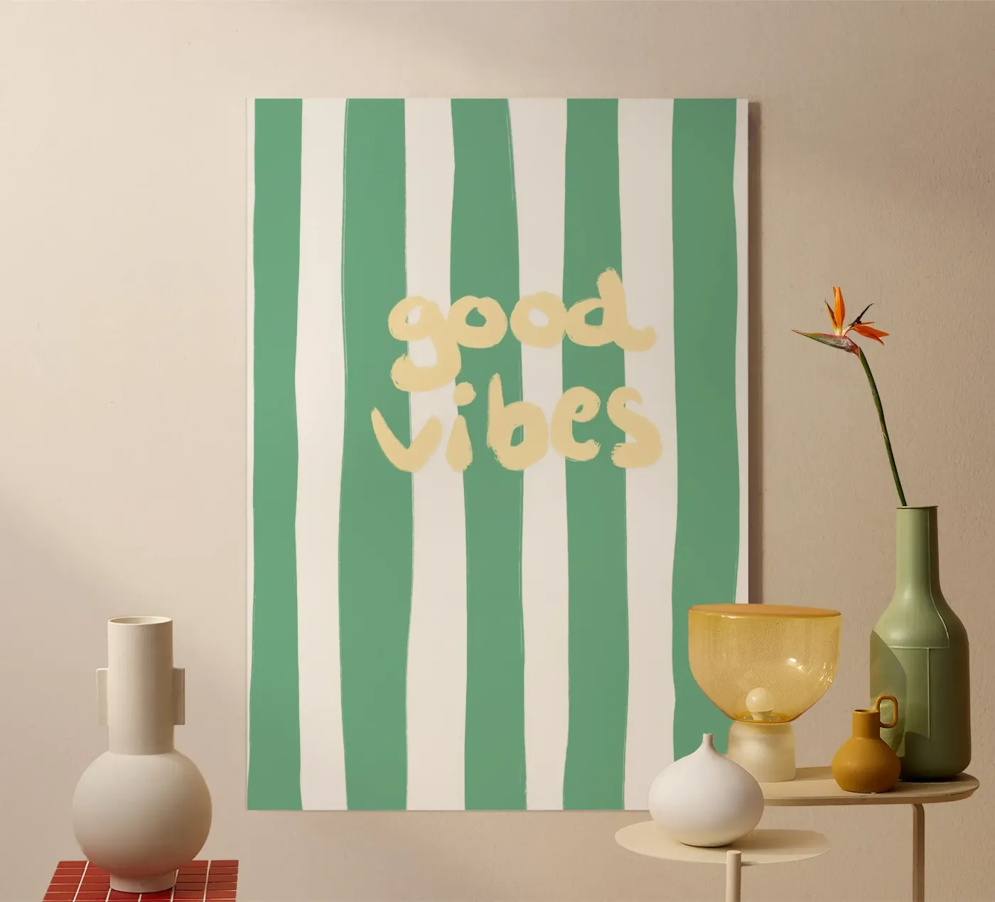 good vibes stripes plexiglass da Poster Print Studio