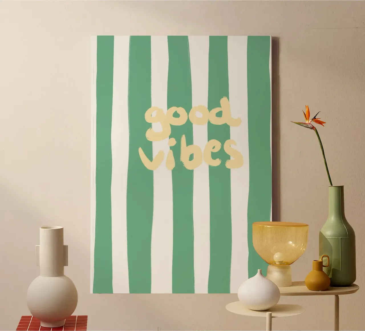good vibes stripes canvas met Baklijst van Poster Print Studio