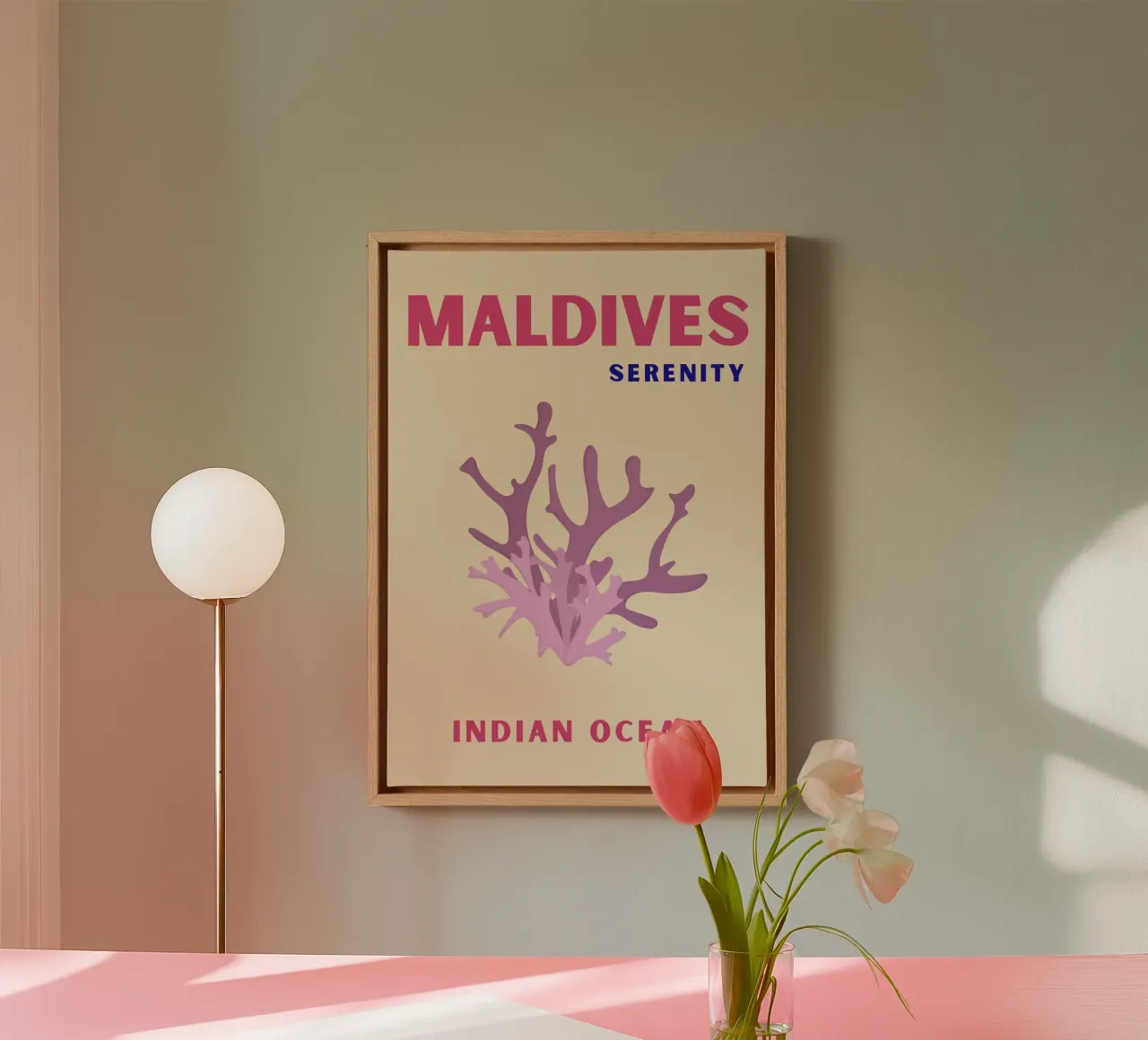 Maldives Coral: Abstract Ocean Art - Serene, Tropical, Aesth canvas with Floater frame by NorwesClub