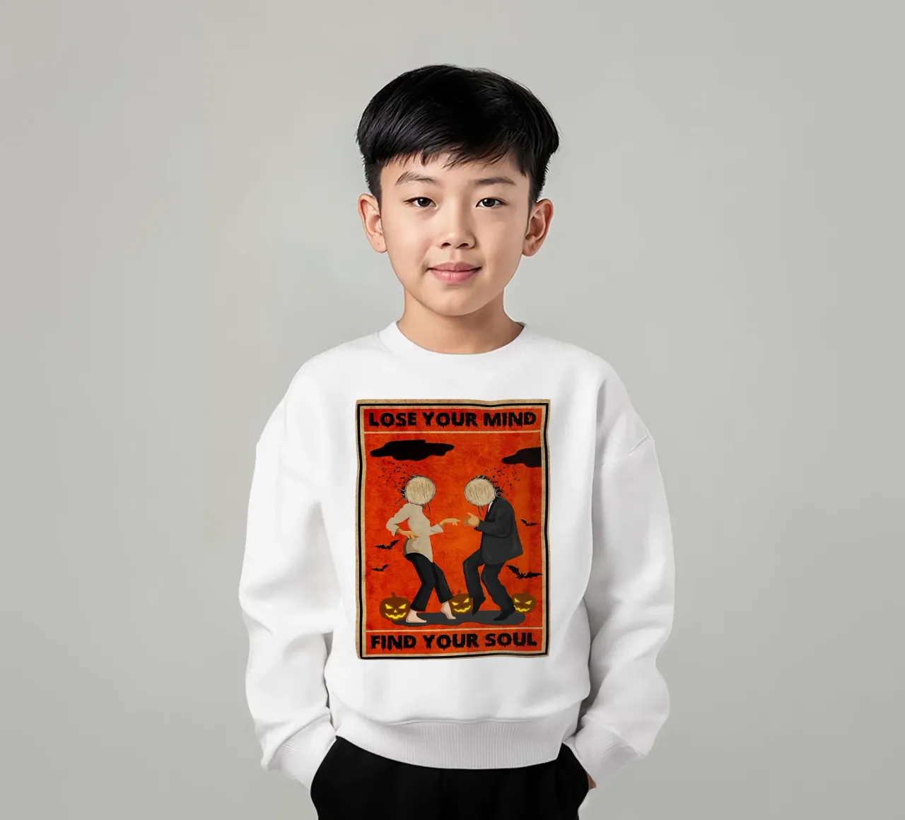 Music And Pumpkin – Lose Your Mind, Find Your Soul kids sweatshirt by Aaronshop