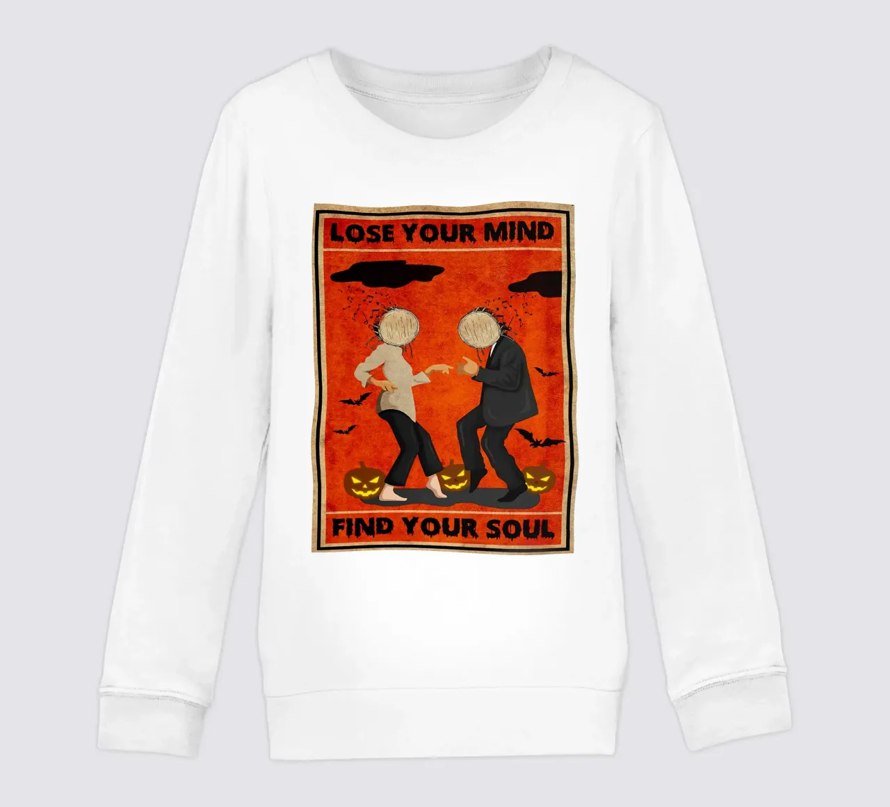 Music And Pumpkin – Lose Your Mind, Find Your Soul kids sweatshirt by Aaronshop