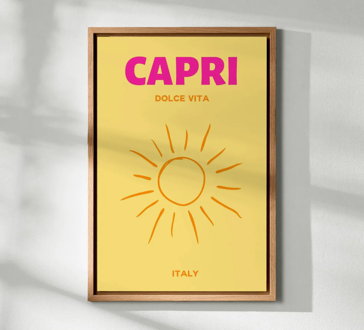 Poster Capri Dolce Vita - Sole Minimalista Ar tela con Cornice a cassetta da NorwesClub