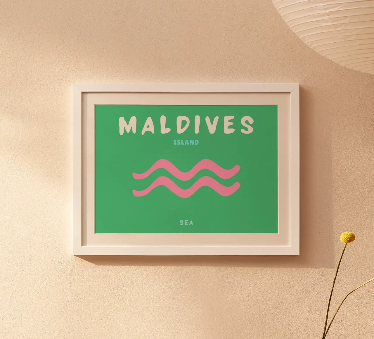 Malediven Insel Meer Poster von - Minimalist Wave Art Poster von NorwesClub