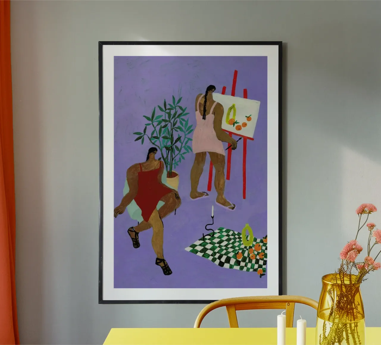 Still Life poster con telaio in plastica da Nudes and Croissants
