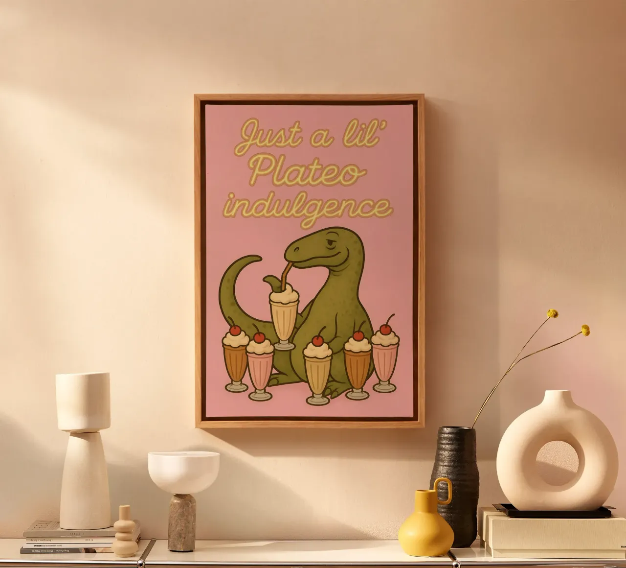 Grappige Plateosaurus Meme canvas met Baklijst van Funny Humor Art