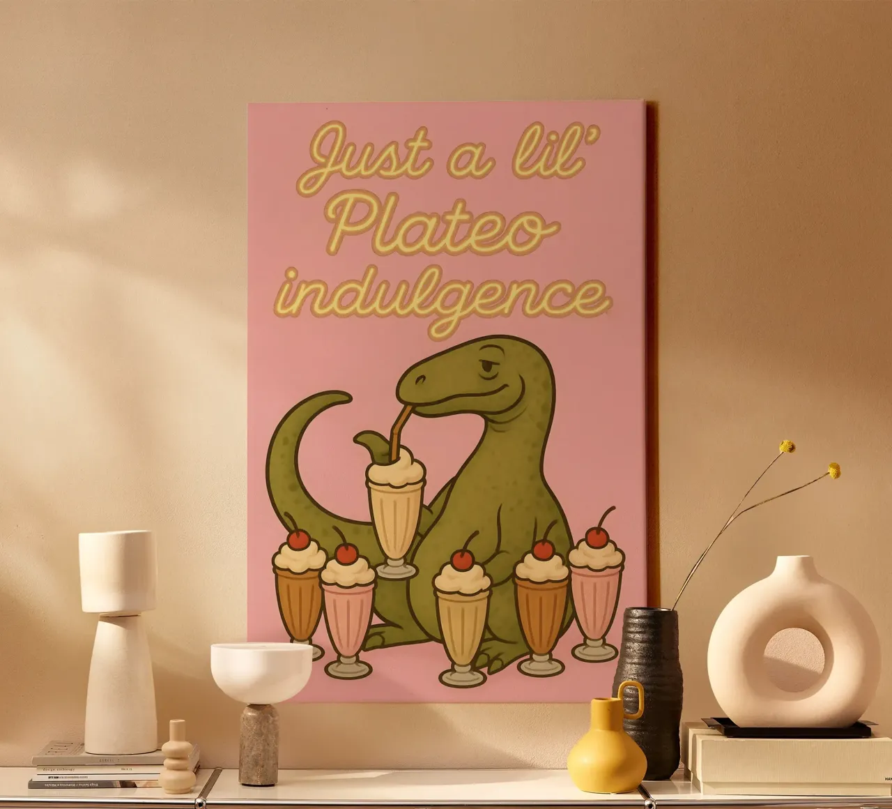 Grappige Plateosaurus Meme canvas met Baklijst van Funny Humor Art