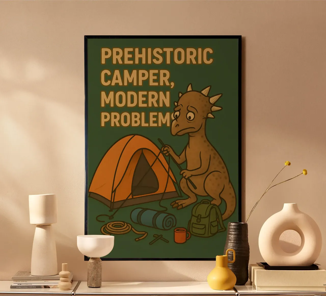 Divertente Meme di Stygimoloch poster con telaio in legno da Funny Humor Art