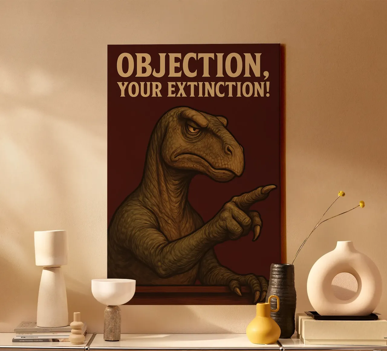 Funny Iguanodon Meme tela con Cornice a cassetta da Funny Humor Art
